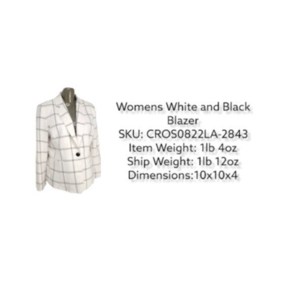 Women's White & Black Long Sleeve Collared Button Down Blazer Top Size One - Picture 3 of 5